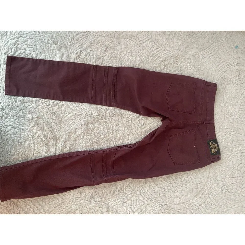 DNM Collection Moto Biker Pants Men’s 32 Burgundy Slim Fit Stretch Jeans
